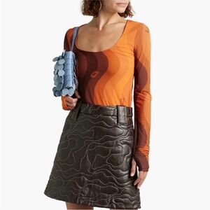 GANNI Orange Peel Logo Mesh Bodysuit Size XS | 34 EU